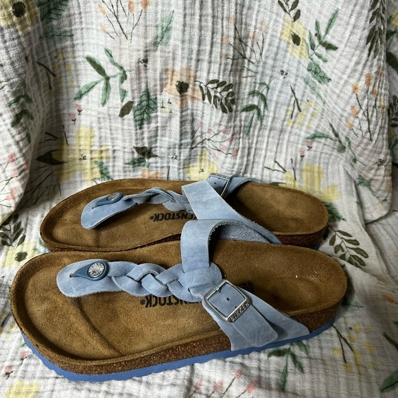 Birkenstock Sky Blue Braided Gizeh Sandals Women’s Size EU 39 US 8/8.5 - Picture 3 of 7